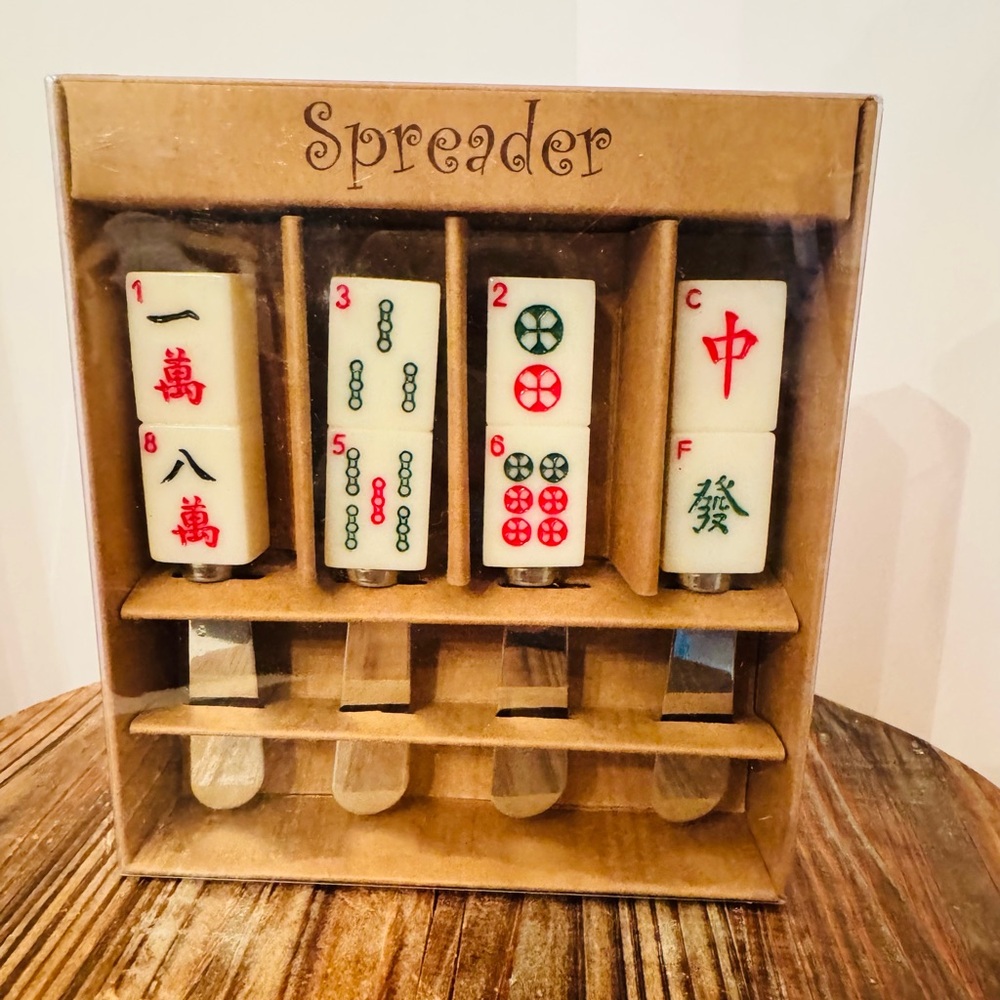 Mahjong Set of 4 Spreaders Stainless Steel ~ 4.75” New in Box - by Supreme